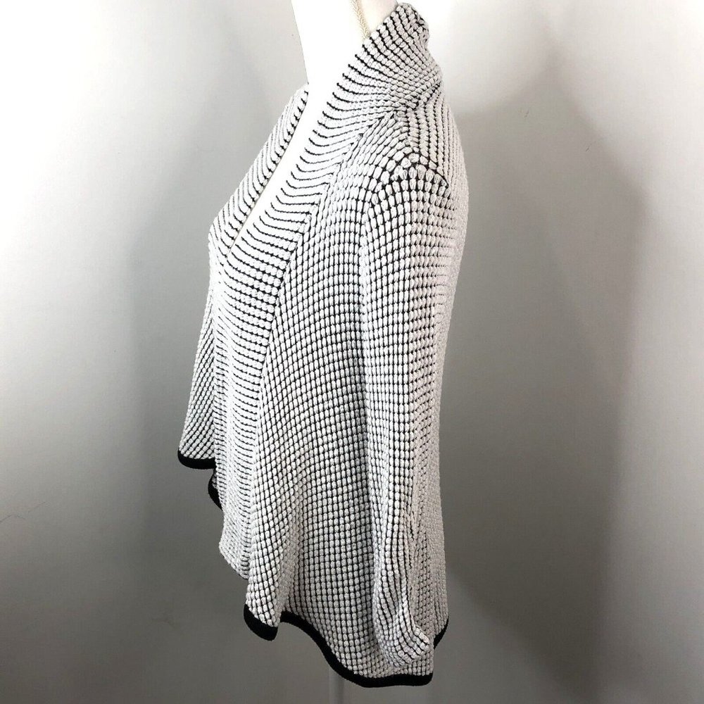 Maeve Anthropologie Womens Open Front Cardigan Sz Medium Black White Knit *FLAW* - Picture 4 of 11